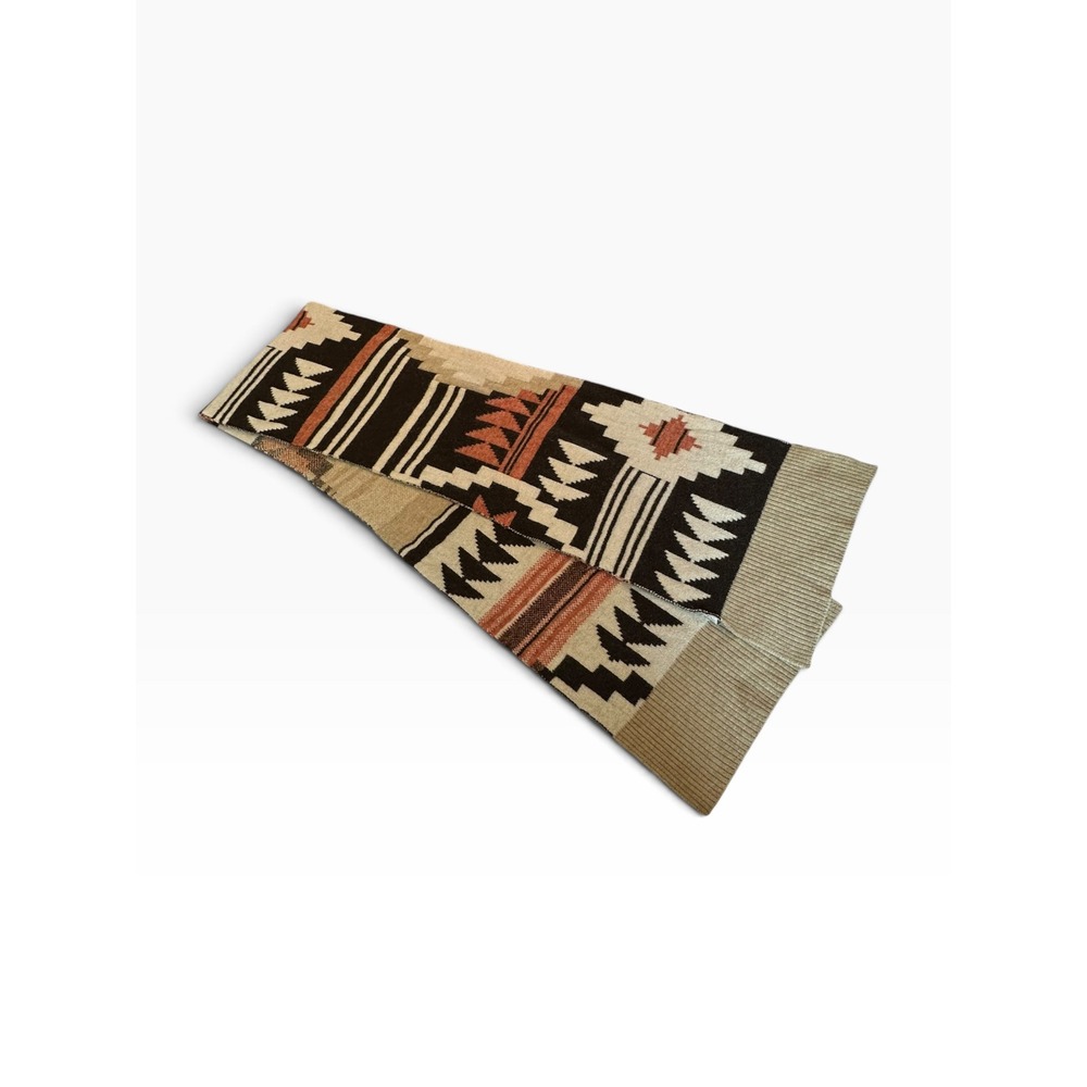 Shyanne Scarf Unisex Brown Southwestern Geometric Wool Blend Ribbed